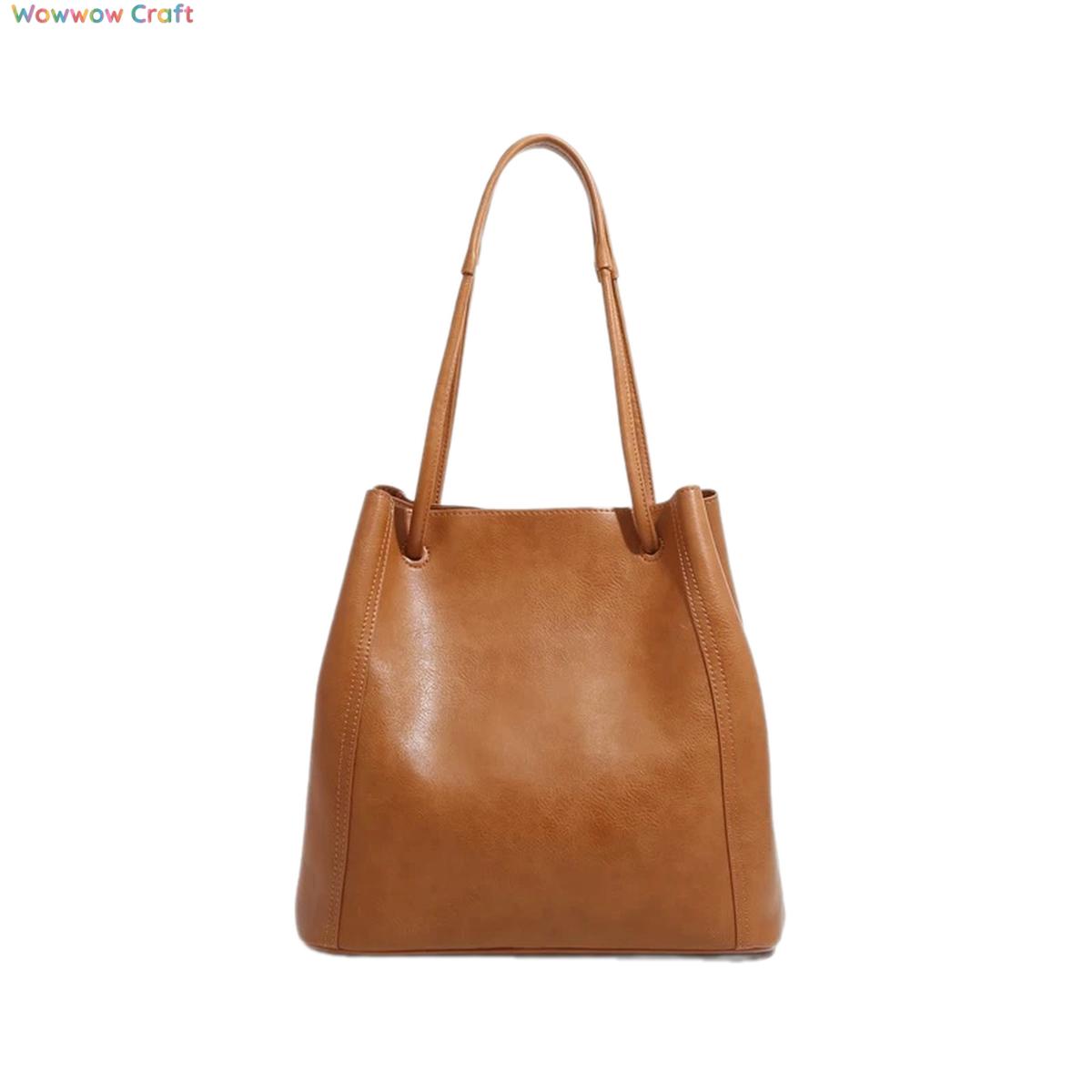 Shoulder Bags,Totes,Leather Bags,Vegetable-Tanned Leather Large Capacity Leather Shoulder Bag - Leather Crossbody Tote Bag